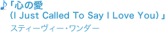 「心の愛（I Just Called To Say I Love You）/スティーヴィー･ワンダー」